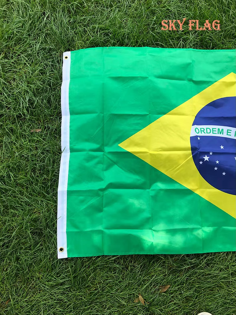 SKY FLAG Large Brazil Flag 90X150Cm Hanging Polyester Digital Print Brasil Brazilian Banner Flag for Celebration