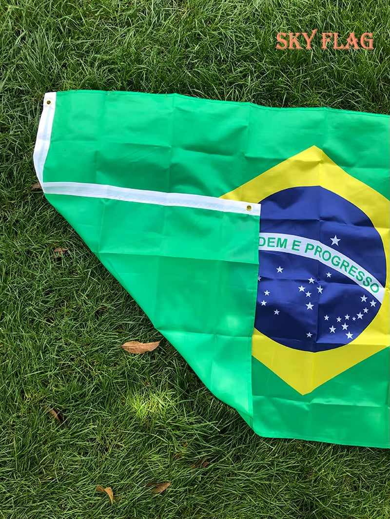 SKY FLAG Large Brazil Flag 90X150Cm Hanging Polyester Digital Print Brasil Brazilian Banner Flag for Celebration